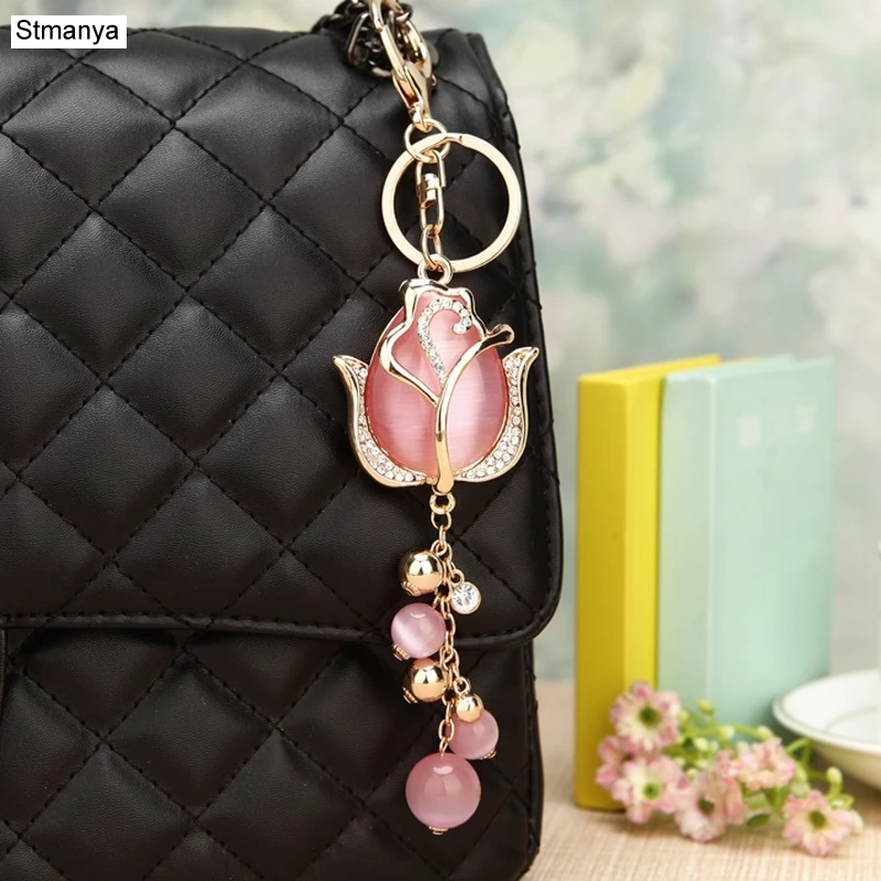 New Men High-end Rhinestone Tulip High Quality Key Holder Bag Vintage Accessories Hot Women Best gift Jewelry K2027