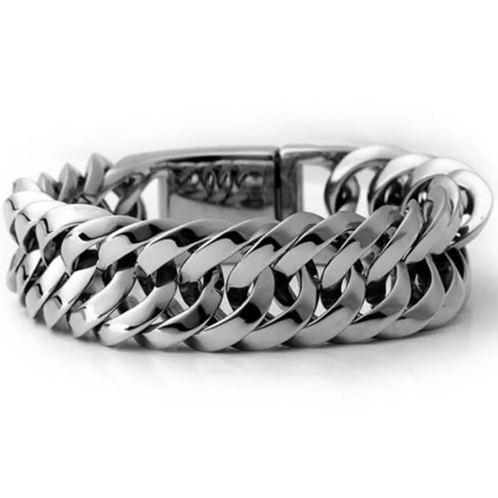 Fashion New Link Chain Stainless Steel Bracelet Men Heavy 20mm/30mm Wide Men Bracelet Double Curb Chain Wristband Jewelry