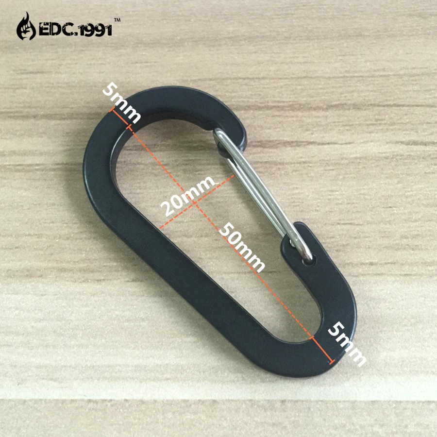 20 pcs 6cm Outdoor Camping Climbing Carabiner D Shape Mountaineering Buckle Fast Hang Mini Buckle Hook Aluminum Alloy black EDC