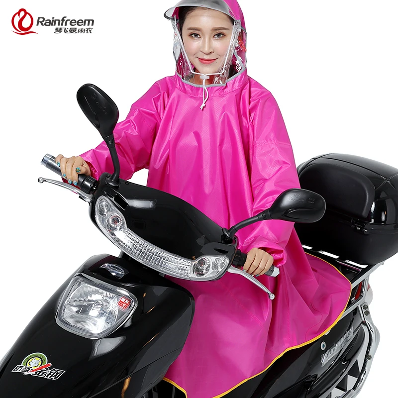 

Rainfreem Men/Women Impermeable Electromobile/Bicycle Rain Poncho Thick Raincoat Double Transparent Hood Rain Gear Rain Coat