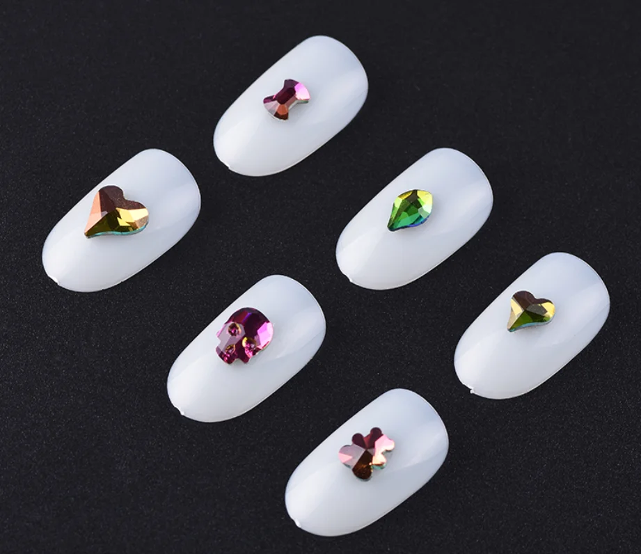 Verschiedene Formen Mix 100 Stück/Beutel 26 Farben Flache Glas-Kristall-Strassperlen zum Aufkleben für Nagelkunst Handgemachtes Basteln DIY-Dekoration – Detail 11