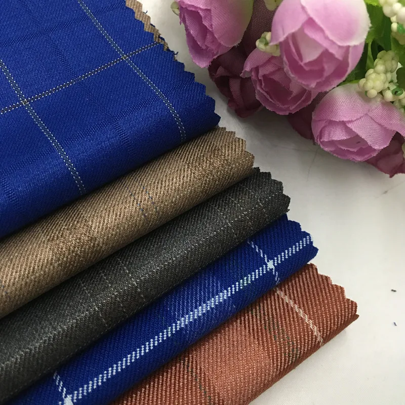 and winter clothing fashion fabric of wool and polyester thickened British Plaid suit fabric suit trousers vest DIY