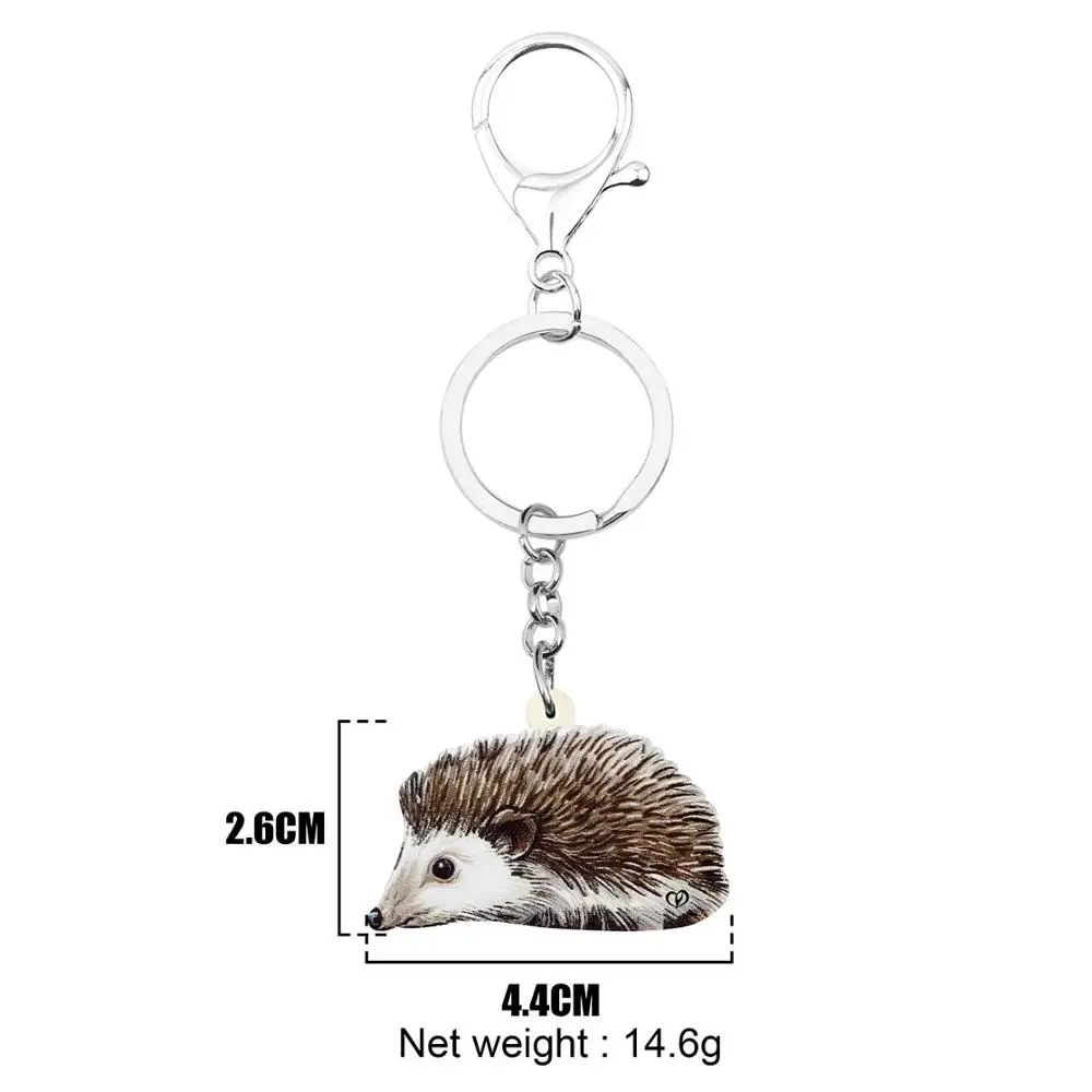 WEVENI Acrylic Cute Black Eyes Small Hedgehog Key Chains Key Ring Fashion Animal Jewelry For Women Girls Bag Car Charm Pendant