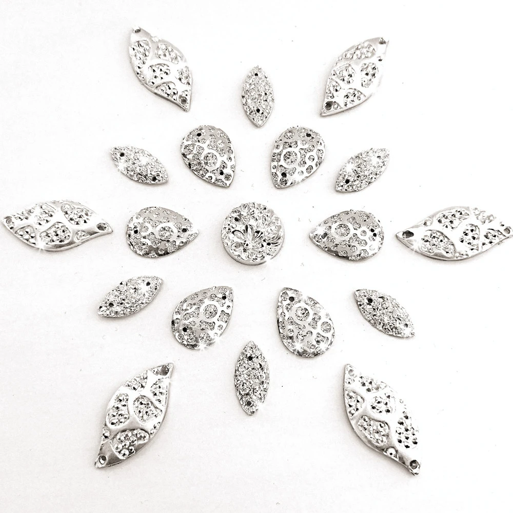 Mix Silver Sewing Clothes Headwear Cocktail Party Decor Crystals Stones Rhinestone For Wedding Clothing Appliques Patches Dress