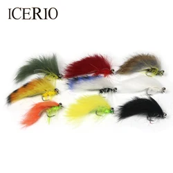 ICERIO 9PCS #6 Dumb Bell Eye Zonker & Matuka Flies Streamers Trout Fly Fishing Lures