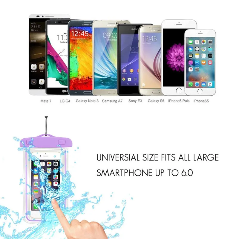 

10pcs/lot Waterproof Durable Waterproof Bag Noctilucent Underwater Case for IPhone 4 4s 5 5S 5C 6S 6S 7 Plus Phone Back Cover