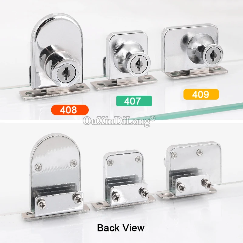 HOT 10Sets Single/Double Open Glass Cabinet Locks Shopping Mall Jewelry Display Cabinet Door Locks Keys Alike/Keys Different