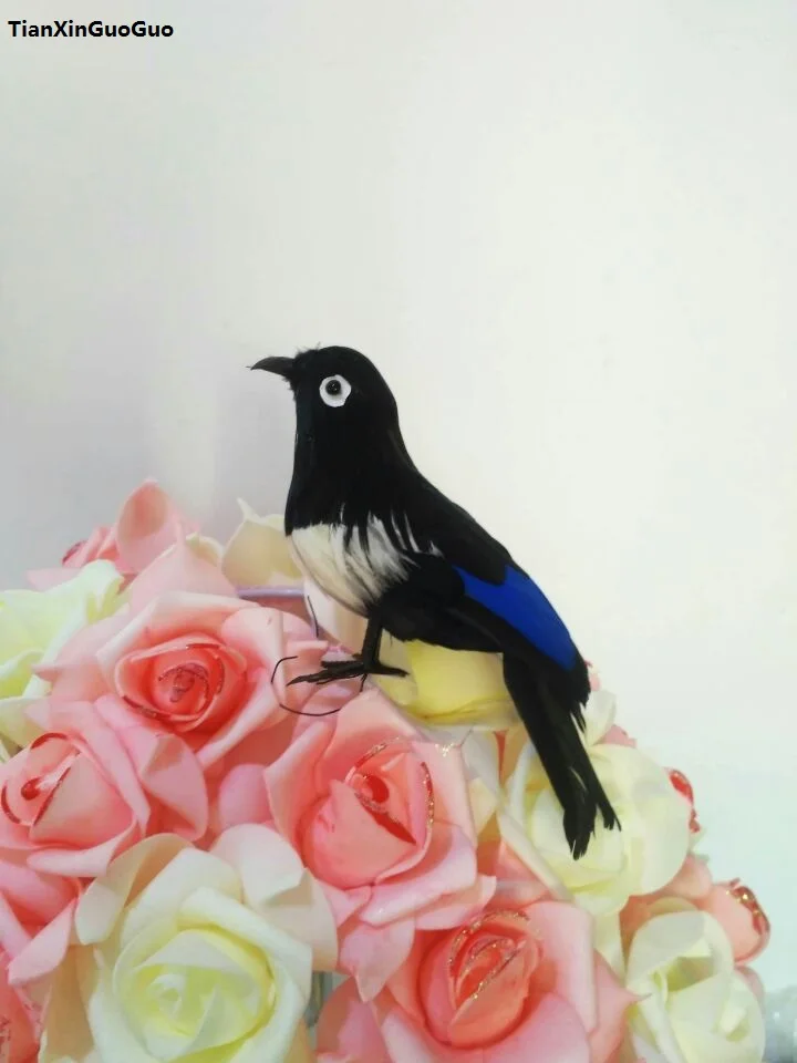 

simulation bird hard model about 15cm polyethylene&feathers magpie bird,home garden decoration s1250