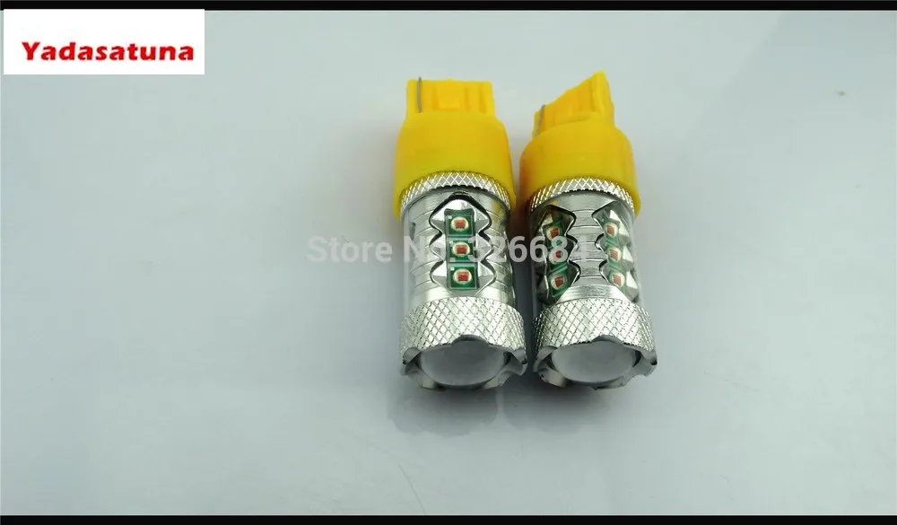 

2Pcs Amebr/Yellow Turn Signal Brake Light T20 7440 W21W 7441 992 80W High Power Stop Car Fog LED Light Running DRL Bulb Lamp