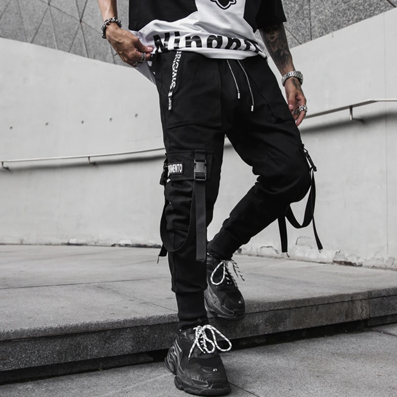 2023 new spring hip hop pants club singer stage costume trousers Ribbons streetwear joggers sweatpants ABZ256