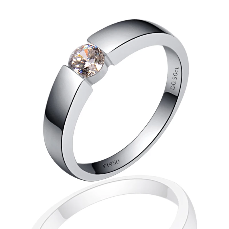 

Test Positive 0.5CT D Moissanite Solitaire Engagement Ring AU750 18K White Gold Jewelry Exquisite Craft Promise Ring