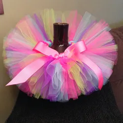 Multicolor Baby Girls Tutu Skirts Infant 100% Handmade Fluffy Ballet Dance Tutus Pettiskirts with Ribbon Bow Kids Party Skirts