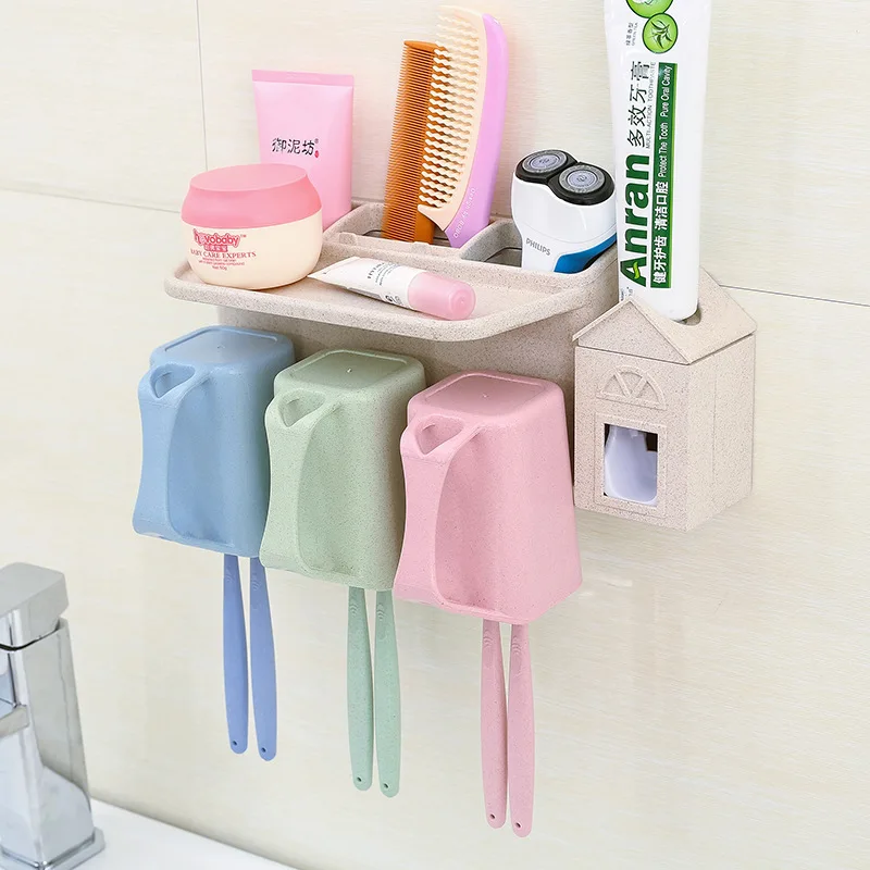 

Shake with the same creative wheat toothbrush rack gargle cup rack rack toothpaste three bath toiletries set