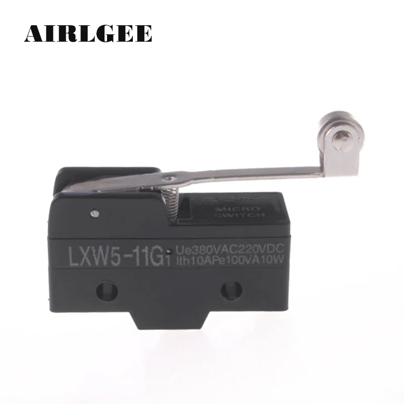 1Pc AC 380V DC 250V 10A SPDT Momentary Roller Lever Limit Switch LXW5-11G1