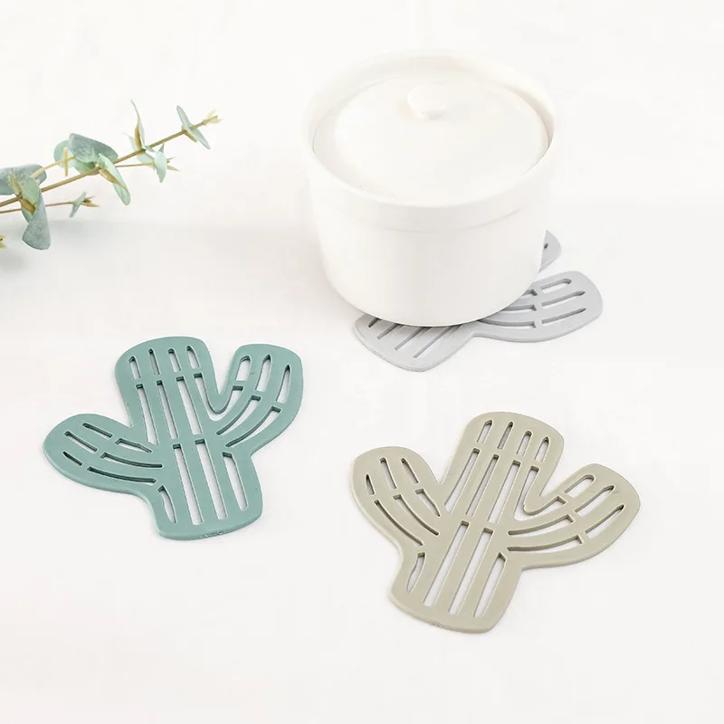 

Cute Silicone Coaster Cactus Shaped Cups Dishes Mat Placemat for Dining Table Anti-slip Anti-scald Coaster Kitchen Accessories