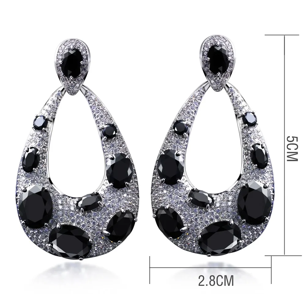 4 Colors New Water Drop Earrings with Big Oval cut crystal stones White Color Large TearDrop trendy earrings