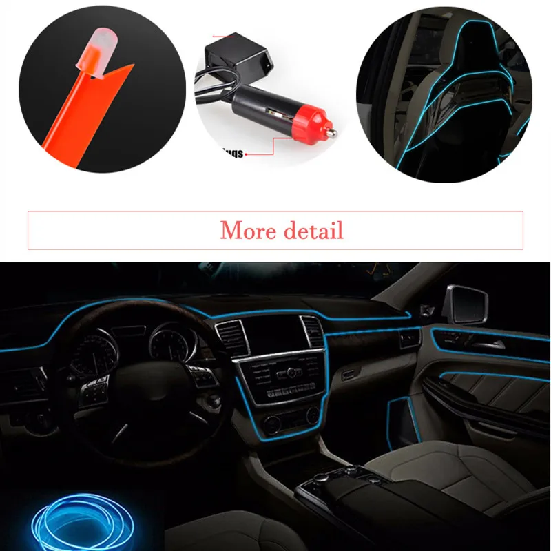 Car Interior Lamp Neon Strip led El Cold Light sticker For Mercedes Benz W201 A Class GLA W176 CLK W209 W202 W220 W204 W203 W210