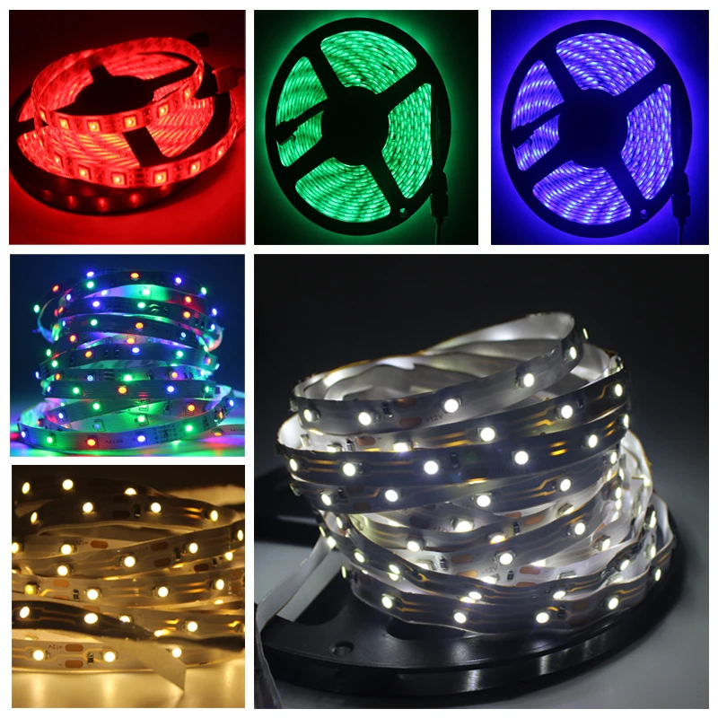 DC 12V RGB 5M Waterproof led strip 2835 red blue green yellow 1-5M 60LED/M Flexible Ribbon RGB Stripe 1M 2M 3M 4M 5M tape