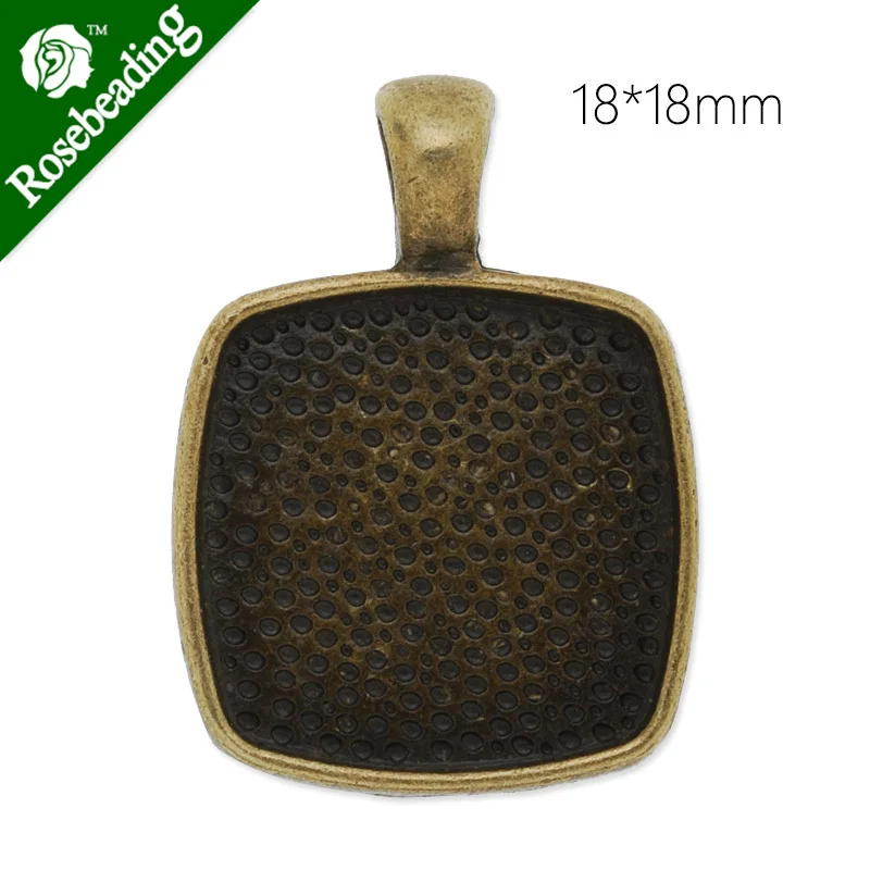 18x18mm Antique Bronze plated irregular square Zinc Alloy Cabochon Base Setting Pendants,cabochon bezel,sold 20pcs/lot-C4428