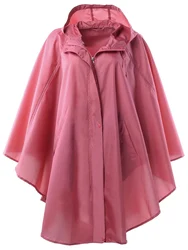 Women's Stylish Pongee Waterproof Raincoat Rain poncho Trench Coat with Hood for Hiking and Biking