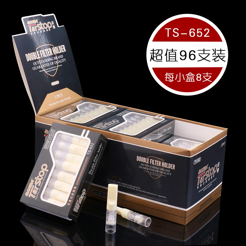 double Cigarette filters disposable cigarette Holder smoking high efficiency filters man's Gadgets 96pcs/lot TS652