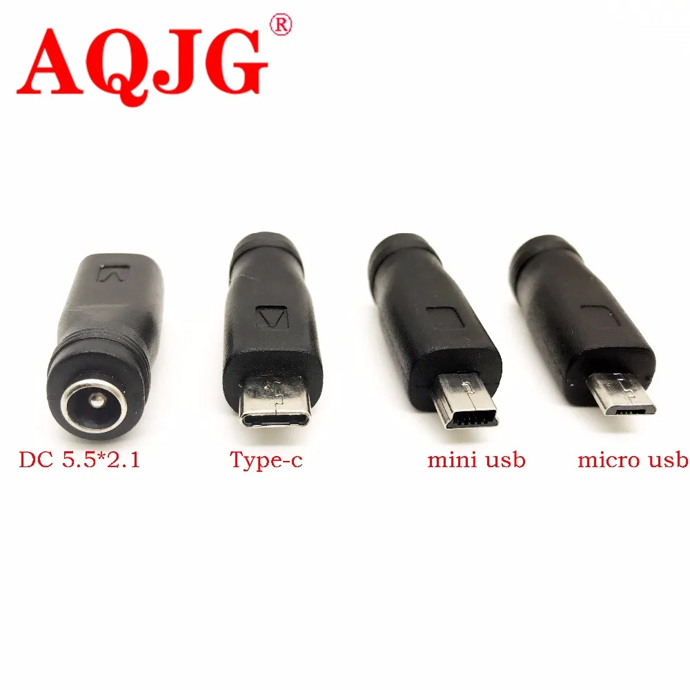 Adaptador de conector de alimentación de 5V DC 5,5x2,1mm, conector USB 3,1 tipo C, USB-C tipo c, 5,5mm x 2,1mm, Mini USB y Micro USB