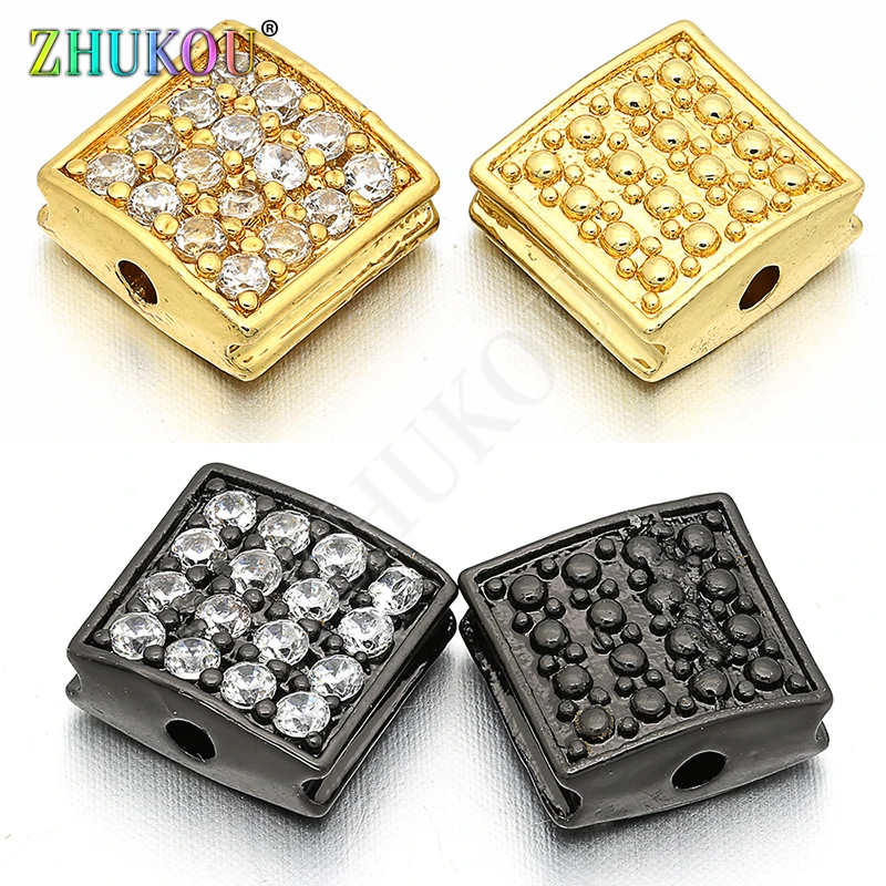 9*10mm Brass Cubic Zirconia Rectangle Charms Connectors DIY Jewelry Findings, Hole: 1.5mm, Model: VS122