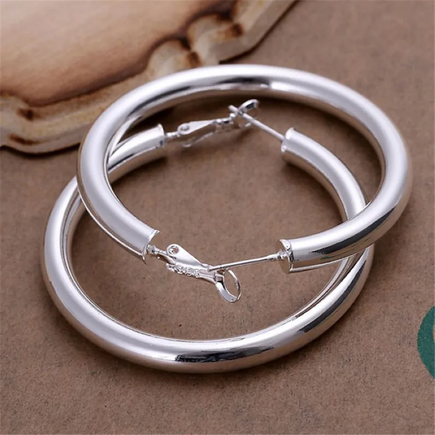 Fashion Charm Hook Wedding 5MM Hollow Circle Earrings Silver 925 Plated Earrings Popular For Women Lady Fashion Jewelry JSHE149