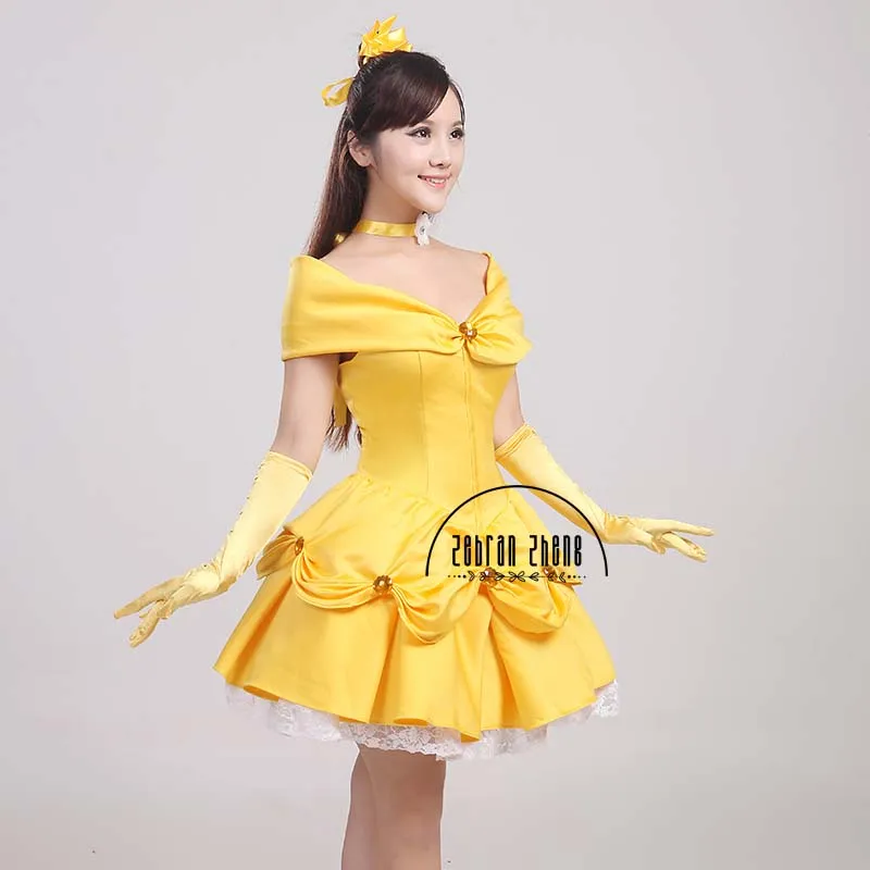 Princess Adult Belle Short Cosplay Costume Halloween Costumes Dress For Women Custom-Made