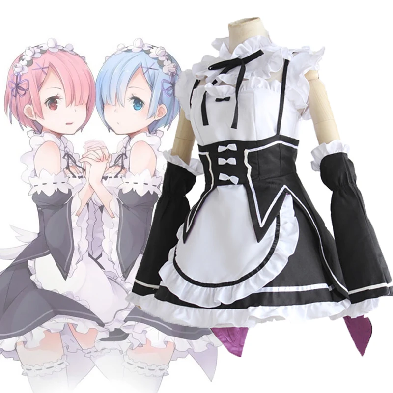 Anime Re:ZERO -Starting Life in Another World- Cosplay Costumes Ram Rem Cosplay Costume Maid Halloween Carnival Party Women