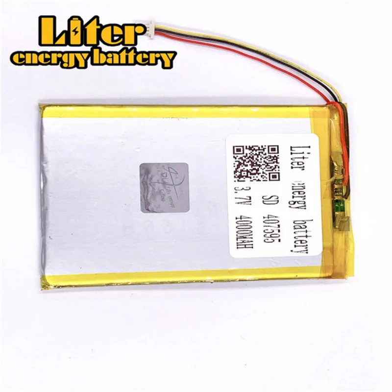 plug 1.0-3P 3.7 V 407595 4000mah factory high quality tablet pc battery lithium polymer li-ion rechargeable battery lipo battery