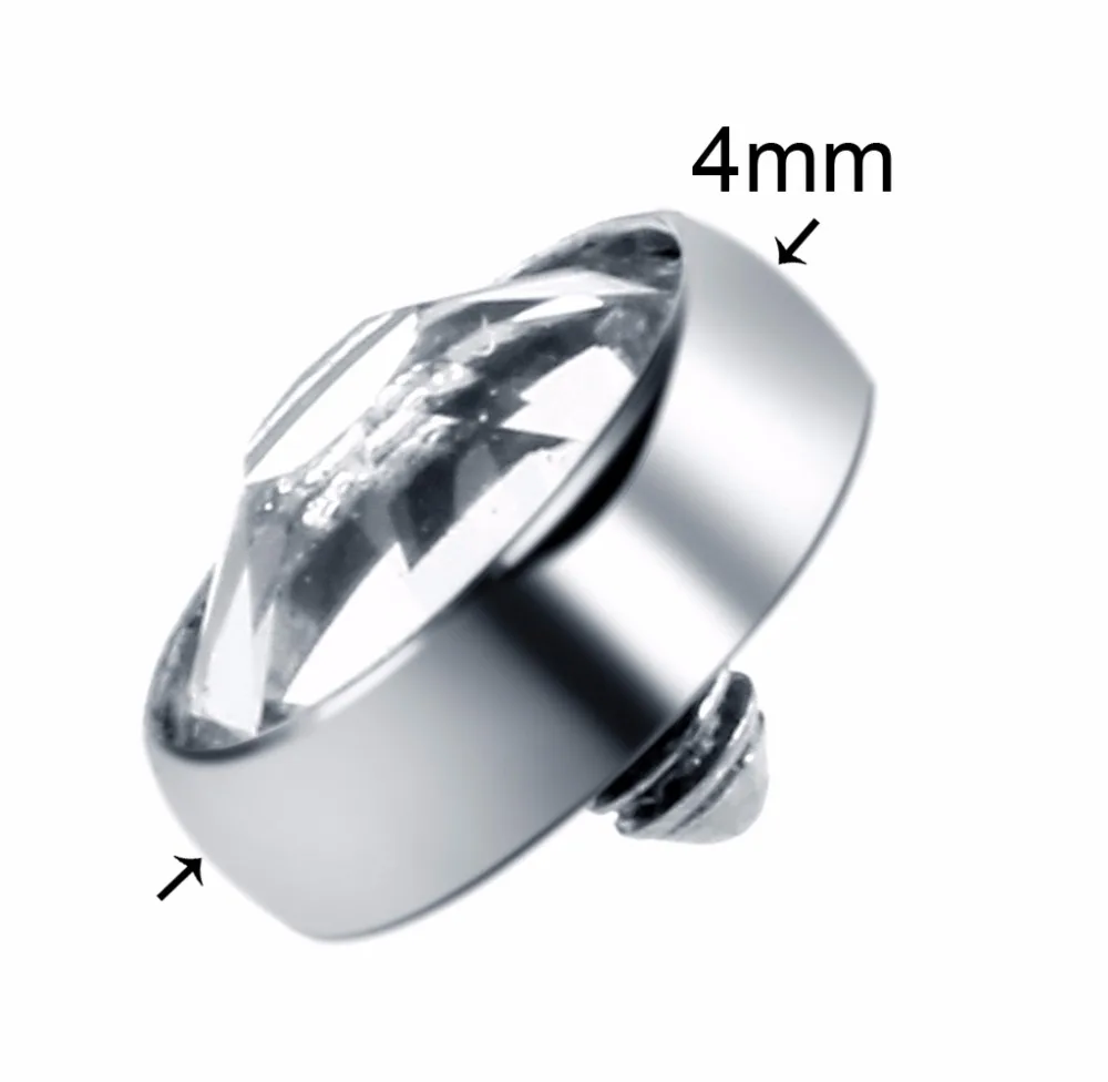 1PC G23 Titanium Micro Dermal Anchor Top Round Clear Gem Skin Diver Implant Jewelled Piercing Hide Rings Attachment Body Jewelry