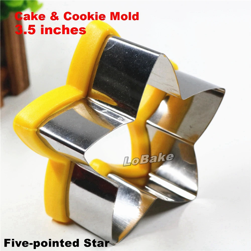 (2pcs/lot) 3.5 inches stainless steel five pointed star shape mousse cake mold tiramisu mould dough cutter DIY baking tools