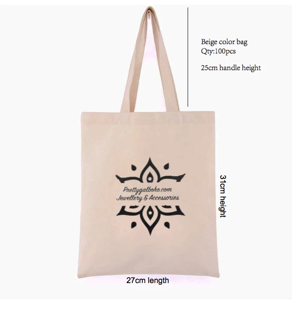 

100pcs 27cm*31cm height Canvas Cotton Tote Bag Customized Logo Fashion Women Eco Bag For Company Advertising University Activity