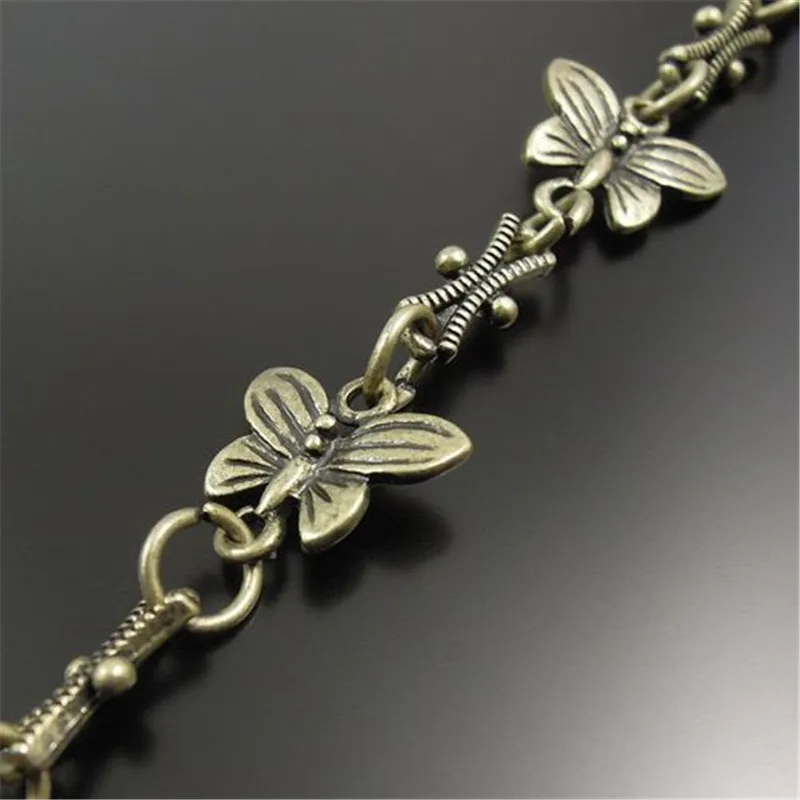 1Meter Alloy Antique Bronze Butterfly Chains Vintage Bohemia Long Chain For Women Necklace Male Bracelet Gift 14*10mm (32082)