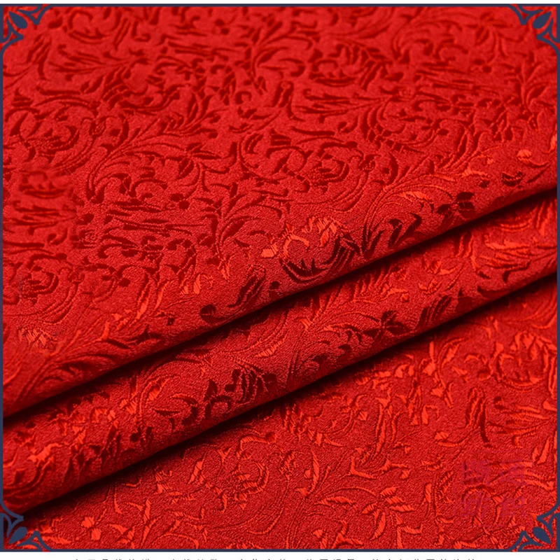 75x 100cm Metallic Jacquard Brocade Fabric, red wheat floral pattern 3D jacquard yarn dyed fabric for Womens Coat Dress Skirt