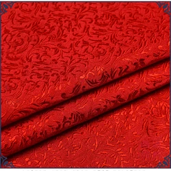 75x 100cm Metallic Jacquard Brocade Fabric, red wheat floral pattern 3D jacquard yarn dyed fabric for Womens Coat Dress Skirt