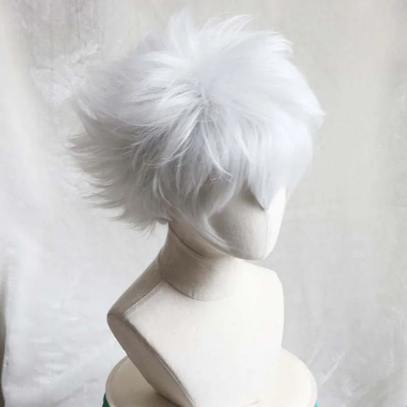 Nieuwe Gintama Gintoki Sakata Cosplay Pruiken 35Cm/13.8Inches Korte Wit Mannen Synthetisch Haar Perucas Cosplay Pruik + pruik Cap