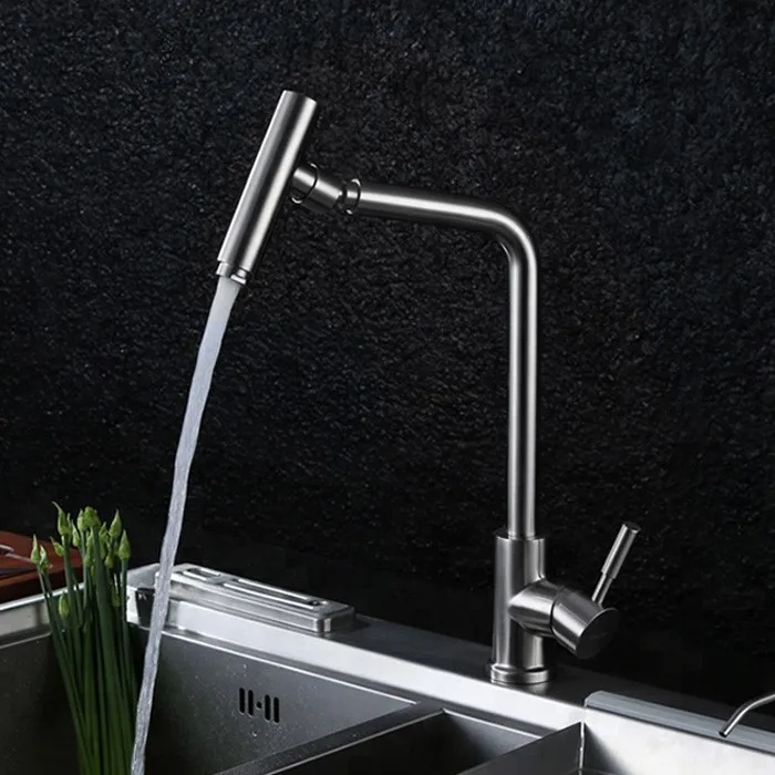 

Precision 304 stainless steel single hole faucet kitchen mixer tap cold and hot water faucet,Brushed Nickle 360 degree rotation