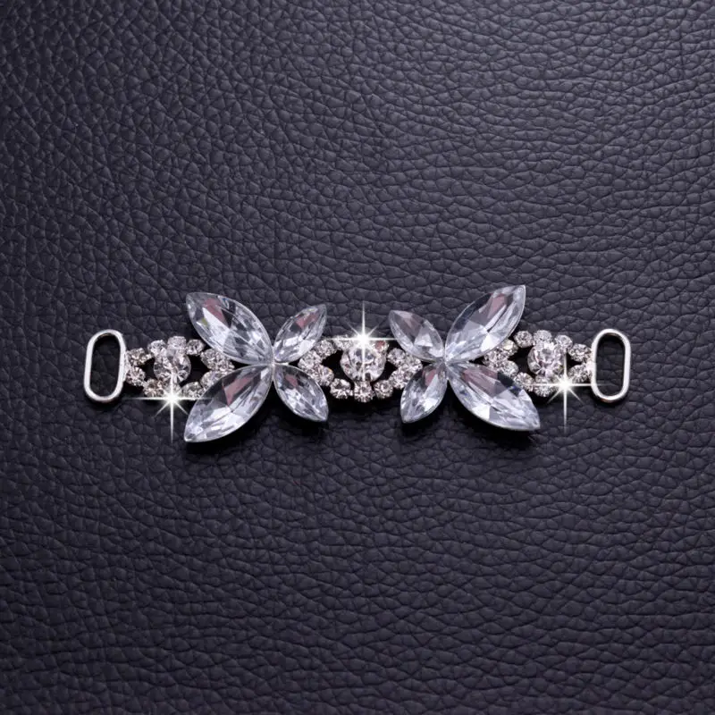 2pcs Butterfly Shining Sexy Rhinestone Bikini Connector Buckle Copper Chain Fit For Pin Up Silver Plated Strass DIY Accessories