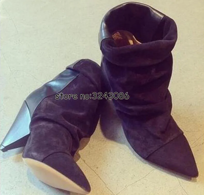 Suede Leather Pointed Toe Fashion Short Boots Street Style High Heels Lady Shoes Spring Autumn Ankle Boots Shoes