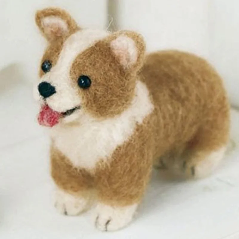 Non-Finished Felt Kit Cartoon Cute Lovely Dog Wool Needle Felting Toy Doll Wool Felt Poked Needle Kit DIY Package Non-Finished