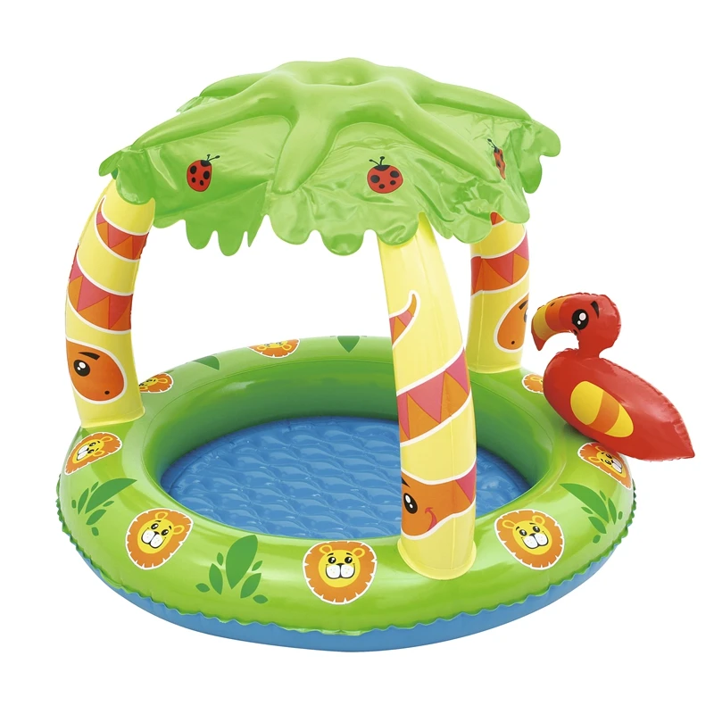 

Inflatable Baby Jungle Play Pool Float Seat With Palm Tree Sunshade Swim Toys For Pool Kids Fun Water Raft Boia Piscina