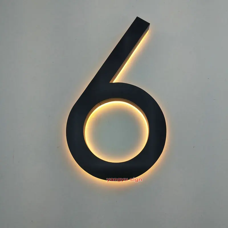 Door-Plate Lettre-Sign custom outdoor led illuminated stainless steel house number Led modern Number Home Hotel Door Plate