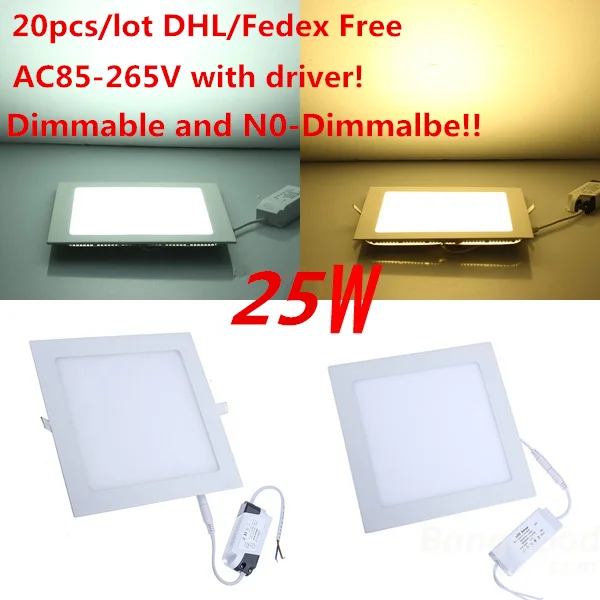 

20pcs LED Ceiling Light 3W/4W/6W/9W/12W/15W/25W Square LED Panel Light with driver Warm White/Cold White DHL Free Shipping!!!