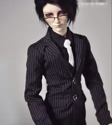 NEW Handsome Fashion Black-white Stripes Suit Coat+Pants Uncle 1/3 1/4 Boy SD17 BJD Doll SD MSD Clothes