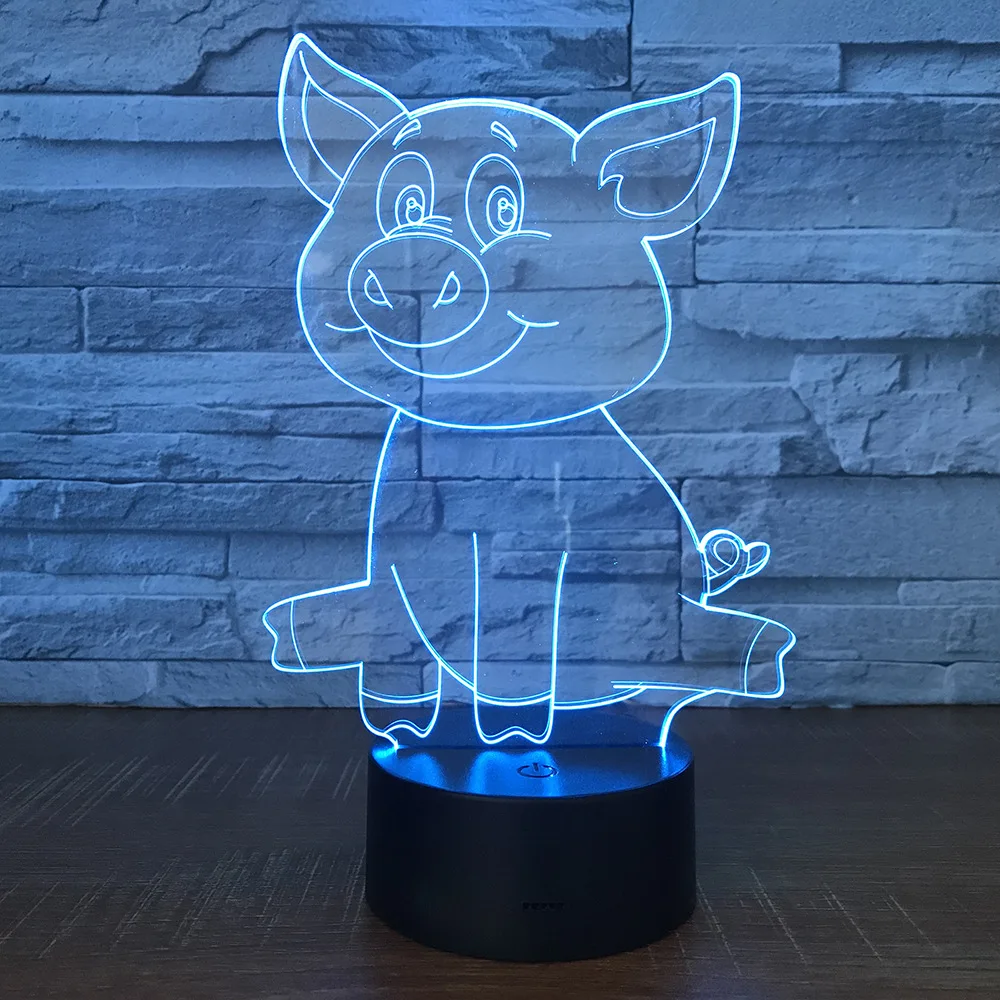 

Wholesale Pig Led Night Light Creative Bedroom Bedside Usb Power Led Usb Kids Lamp Lovely 7 color change 3D Lamp