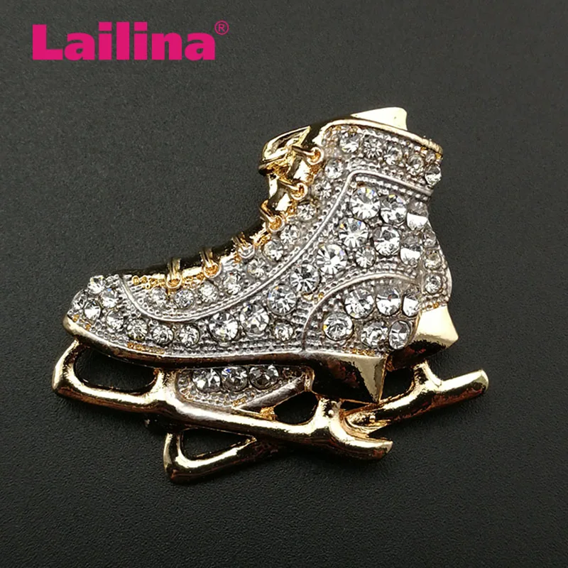 

50pcs/Lot Wholesale Rhinestone Skate Boots Decorative Brooch Jewelry Pin