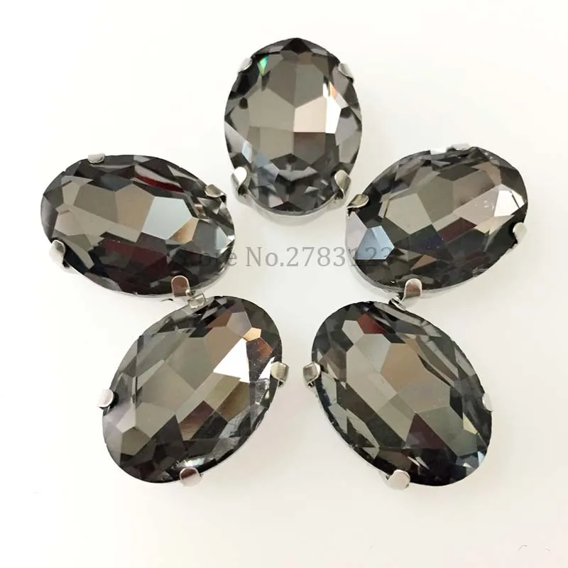 Gray color oval shape High quality Glass Crystal flatback sew on rhinestone with claw, diy/Clothing accessories Free shipping