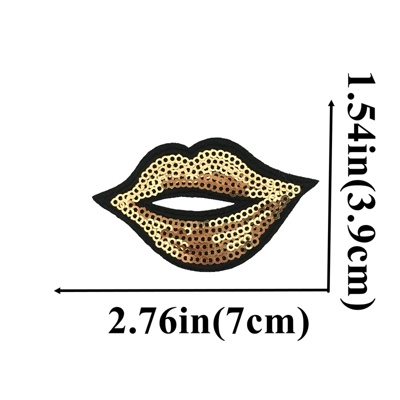 

10pcs/lot Small Gold/Silver Lips Patch for Clothes DIY Mouth Sequined Patches Appliques for clothing Iron-on Paillettes Patch